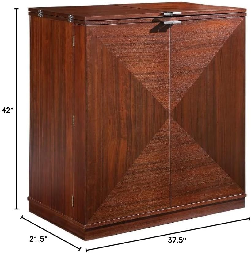 Proman Products California Foldable Cabinet Wine Bar, 37.5" W x 21.5" D x 42" H, Walnut