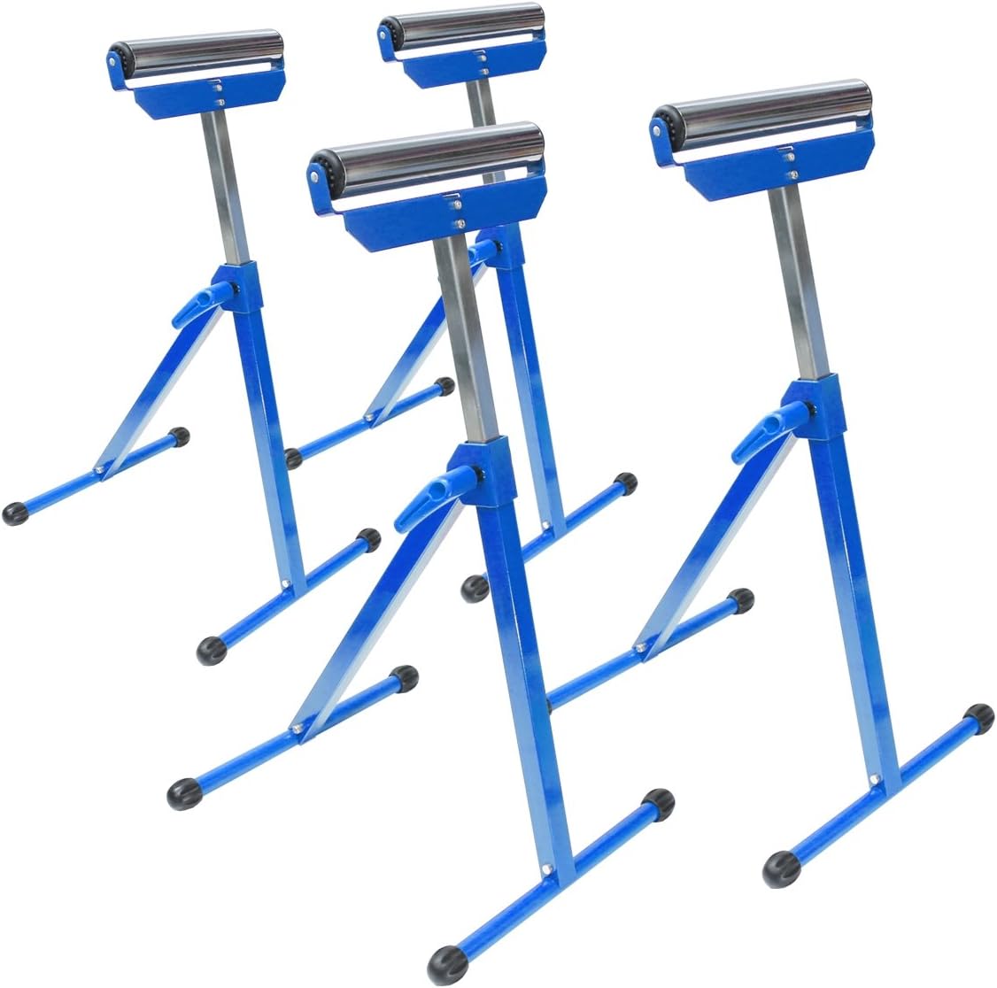 ECD Germany 4X Adjustable Roller Stands Work Support Standing Tools Cutting Roller Stands Bench Telescopic Adjustable 68-108 cm Painted Steel