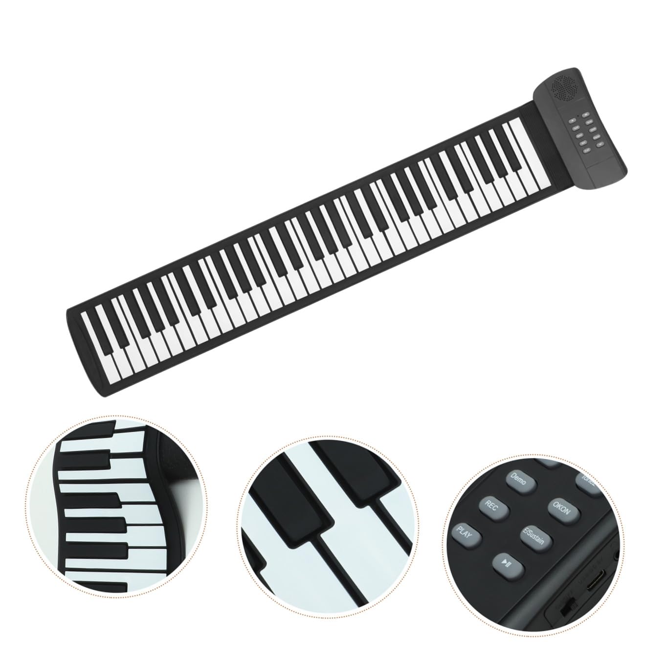 Mikinona Pianoforte Digitale Portatile Tastiera Arrotolabile 61 Tasti in Silicone, Effetto Vibrato e Programmazione, per Ragazzo Ragazza