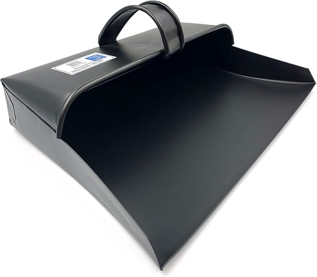 Traditional Large Metal Dustpan Hooded Design with Handle - Cleaning Scoop Suitable for Warm Waste - 12 Inch / 310mm Wide By The Dustpan and Brush Store