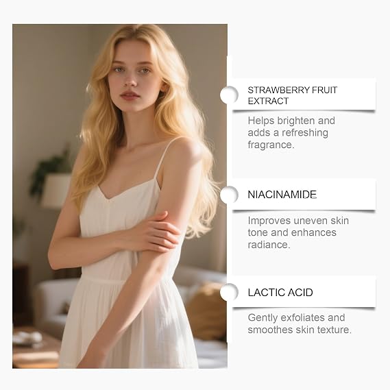 Moisturizing Body Lotion for Smooth Skin, Strawberry Skin Renewal Cream with Brush, Strawberry Leg Treatment, Gentle Body Care with Delicate Fragrance, Body Lotion for Hydrated Skin (1)