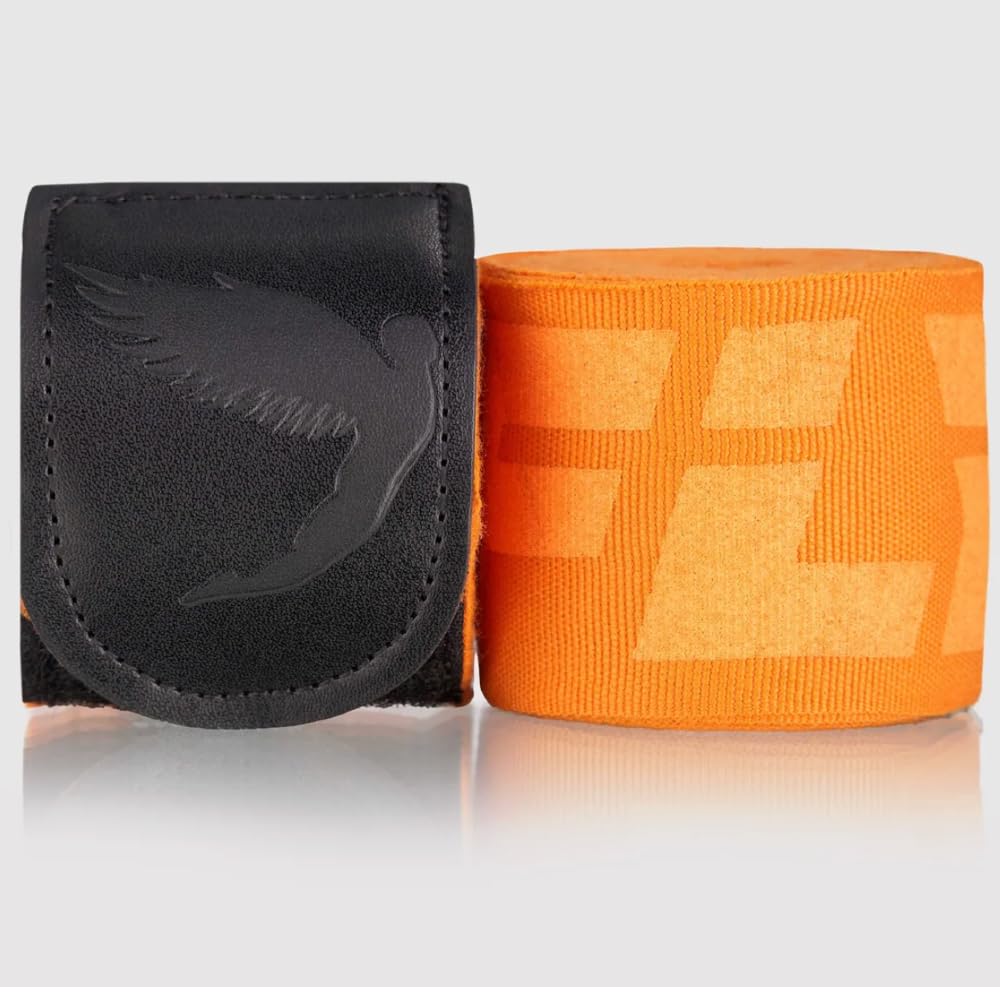 FLY Sports Premium Boxing and Martial Arts Equipment | Boxing Hand Wraps | Big Logo Handwraps Orange 250cm