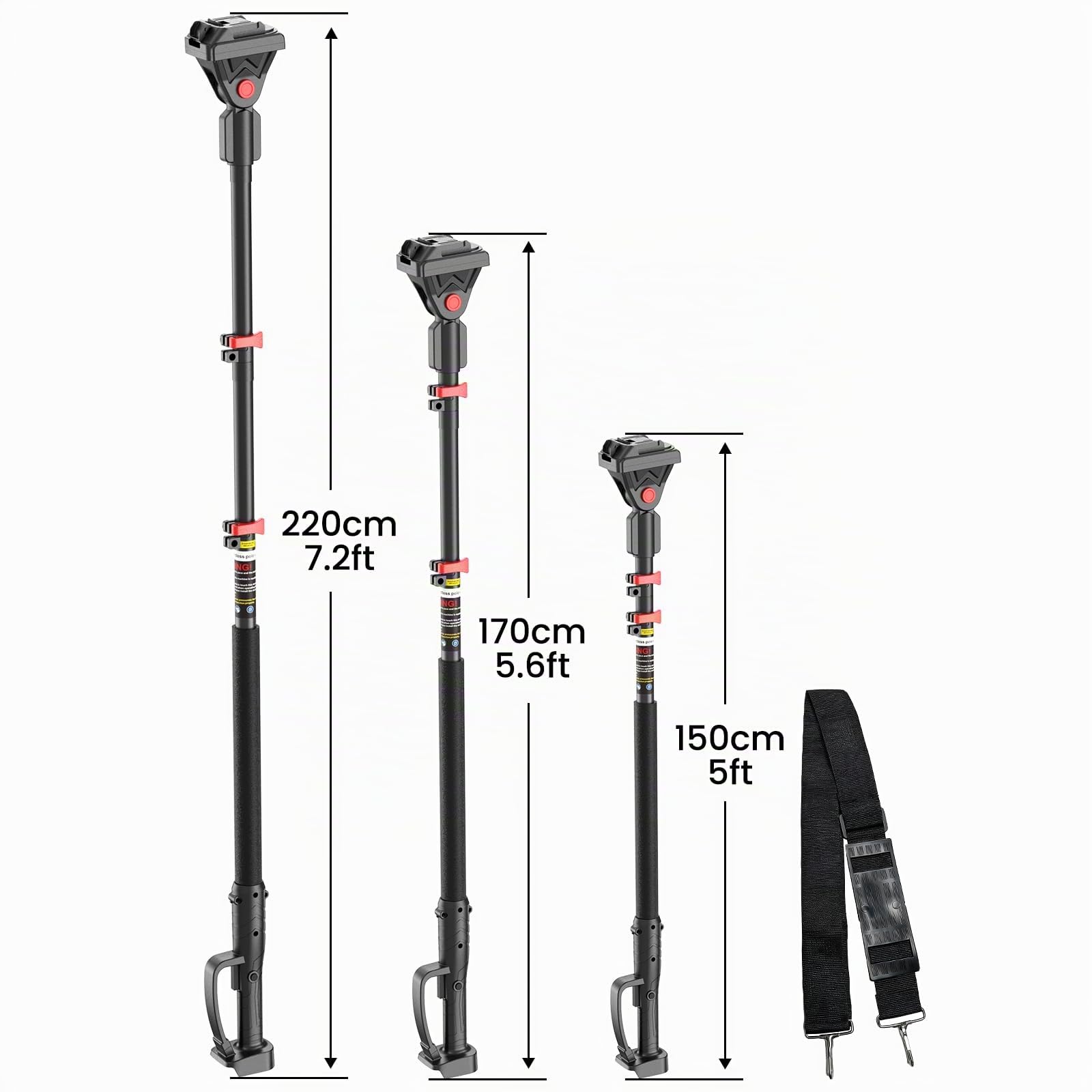 Perche Télescopique pour Sécateur électrique, 2.2 M Telescopic Extension Pole pour Mini tronçonneuse, convient aux batteries avec interface Makita, Compatible avec les outils de la marque MuatCtarom