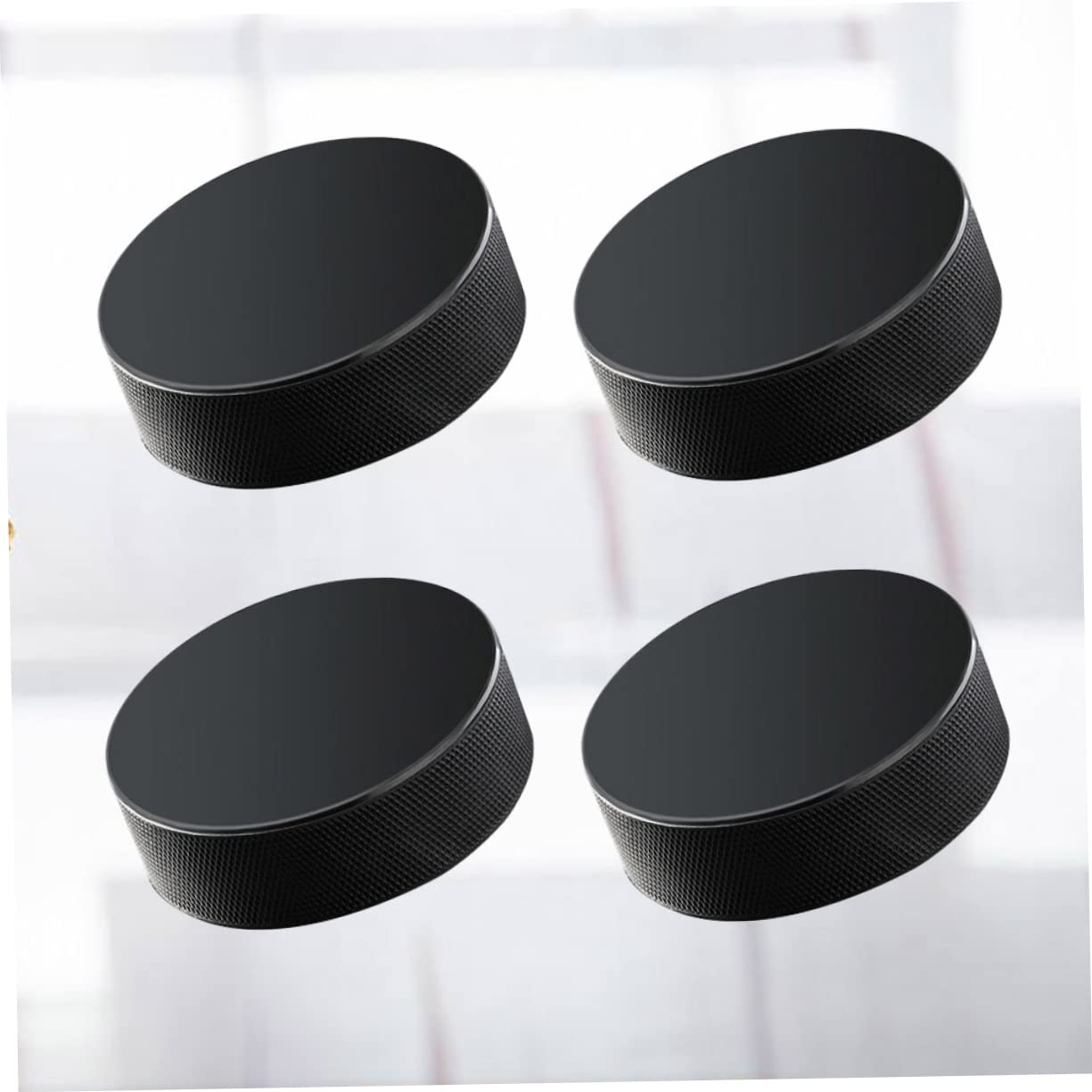 Rondelles de Hockey Glace Professionnelles Noires, Lot de 4 en Caoutchouc