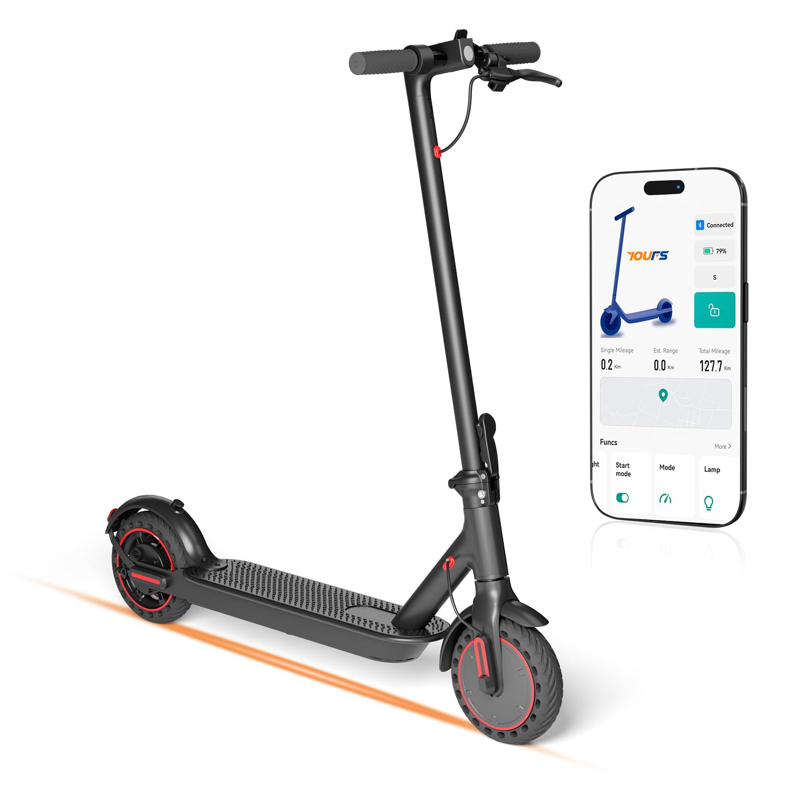 Elektro Scooter mit straßenzulassung, 3 Geschwindigkeitsmodi, 10,4 Ah Klasse A Akku,35km Meilen Reichweite & 120 kg Traglast, 8,5 Zoll Faltbarer Elektroroller Mit ABE