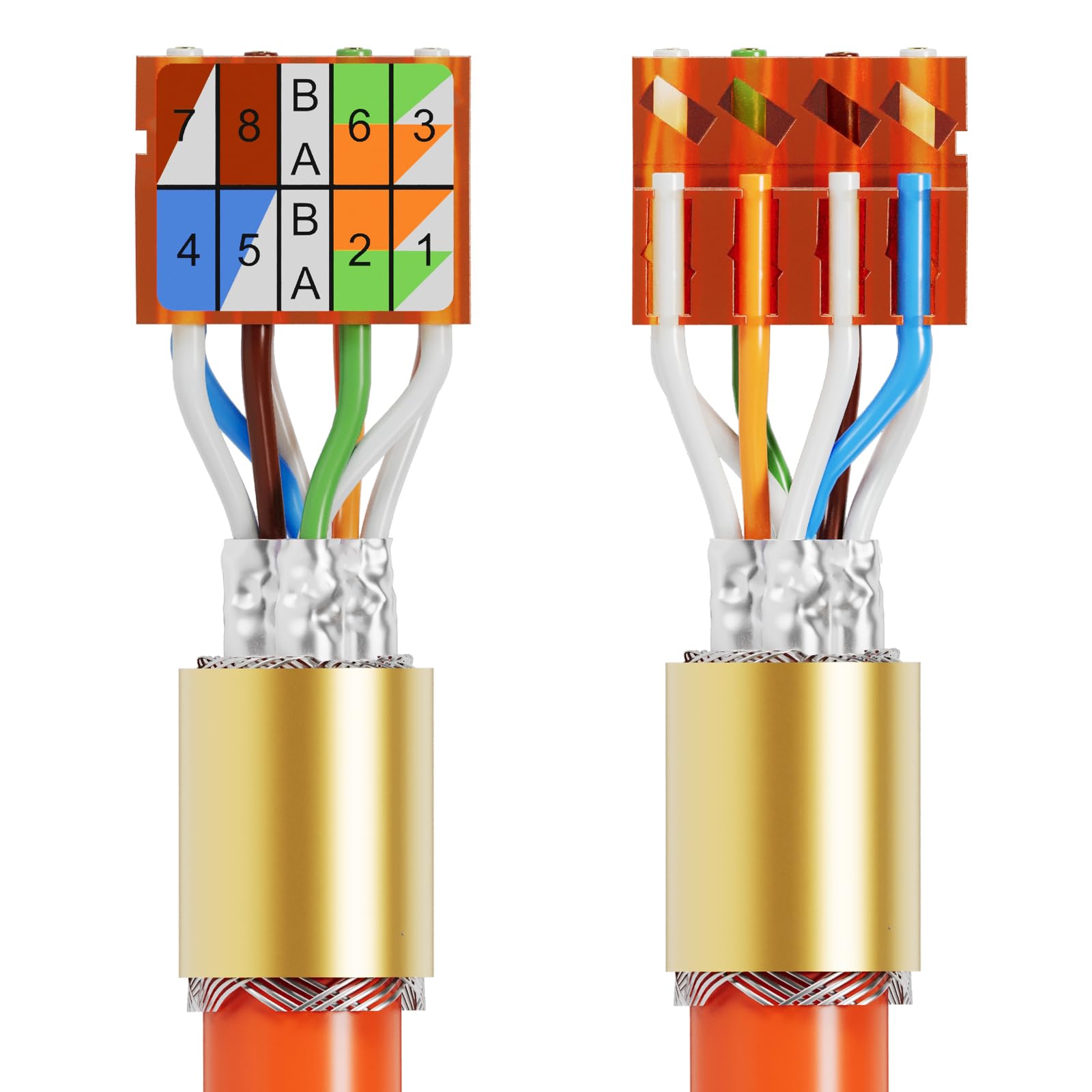 HB-DIGITAL 12 connettori CAT 7 RJ45 per cavi di posa Ethernet rigidi – senza attrezzi STP completamente schermato con contatti placcati in oro da 50 µ, connettore ad alta velocità da 10 Gbps