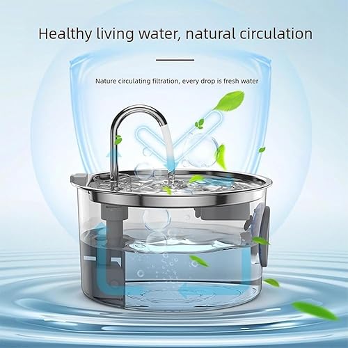 Miniatura 4 de Dog Water Fountain 3.2L108oz, Ultra-Quiet Automatic Pet Water Dispenser with Water Window, Stainless Steel Bowl, for Dogs, Cats, and Small Animals