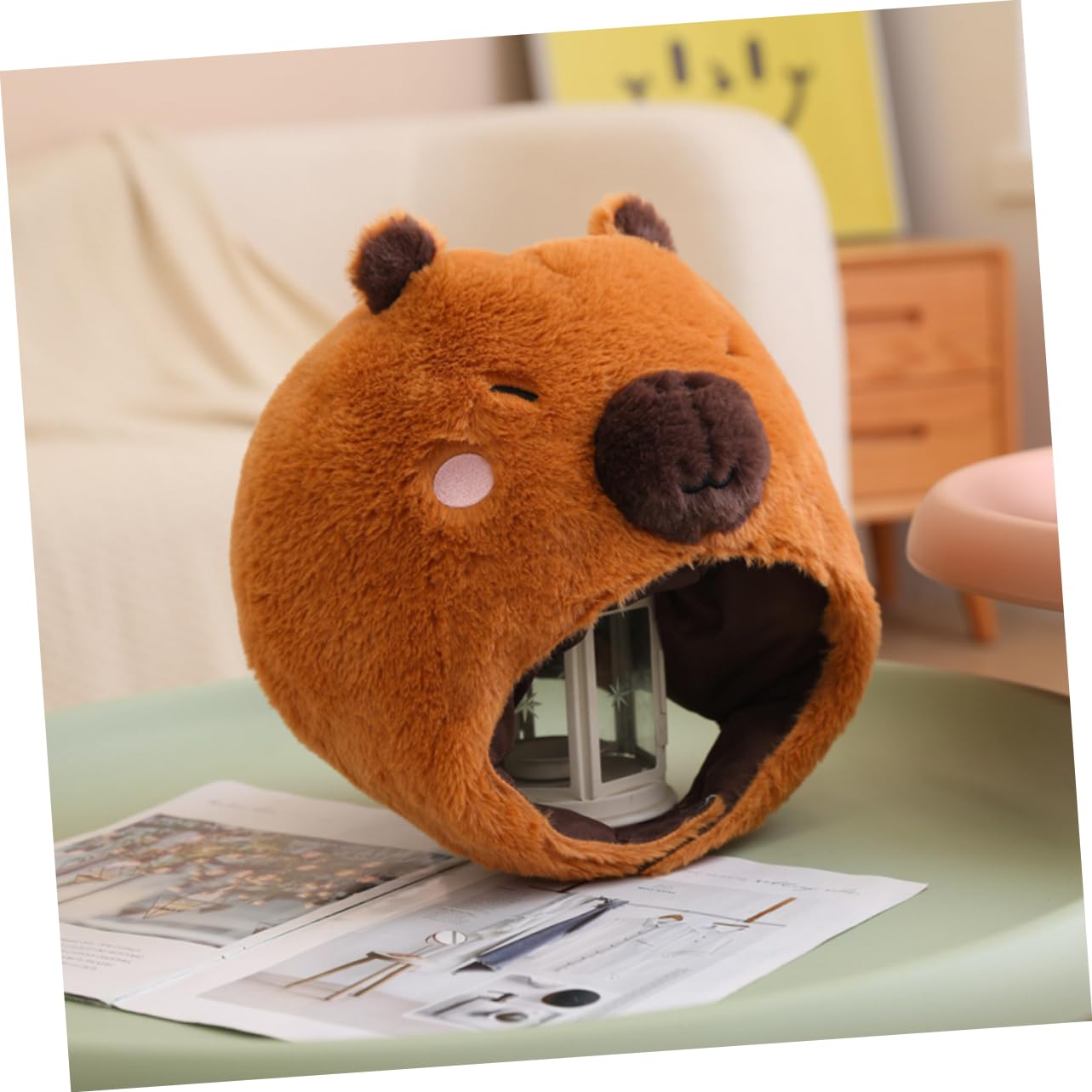 Zerodeko Sombrero De Capibara Divertido Para Fiestas Disfraces y Espectáculos Sombrero De Peluche Forma De Capibara Accesorio Para Fotos y Eventos
