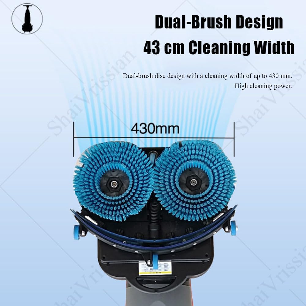 Floor Buffer Polisher Machine,Floor Washer,Multi-functional,Cordless,430mm Cleaning Width,Dual Counter Rotating Brush Heads,For Wooden Floors,Terrazzo,Marble,Cement Floors Gray