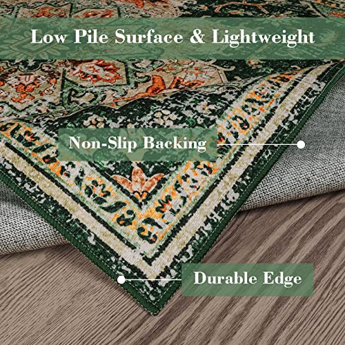Morebes Ultra-Thin Boho Laundry Room Rug Runner, 2X6 Rug Runner Green Hallway Kitchen Runner Rug Washable Bath Mat, Persian Runner Rug Non-Slip Oriental Carpet Runner For Entryway Foyer #TOP1
