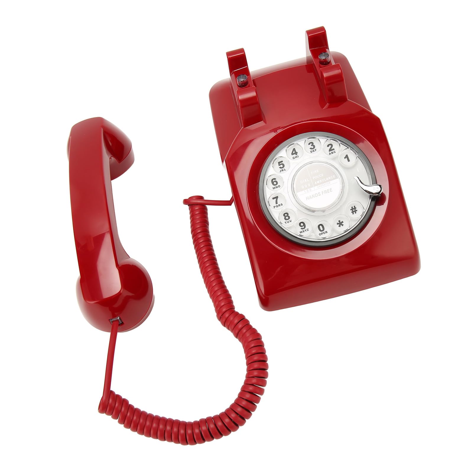 Telefono Vintage retrò con Tastiera a Quadrante Rotante Telefono Fisso Antico Nostalgico per Famiglie e Anziani (Rosso)