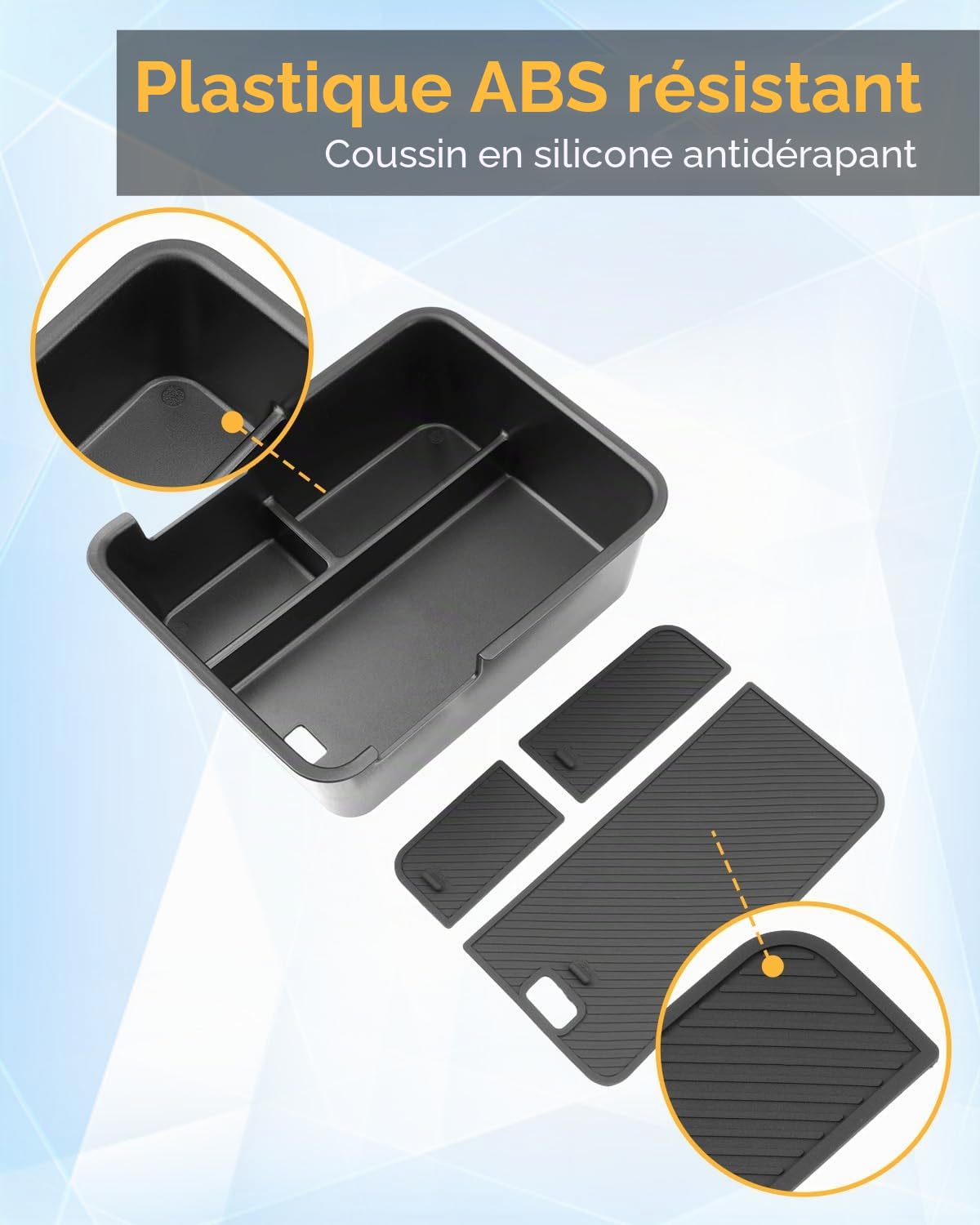YEE PIN Compatible avec Leapmotor B10 EV SUV 2025 2026 2027 - Boîte de rangement pour console centrale - Accoudoir central - Boîte à gants - Plateau avec tapis antidérapant - Pour accessoires B10 EV