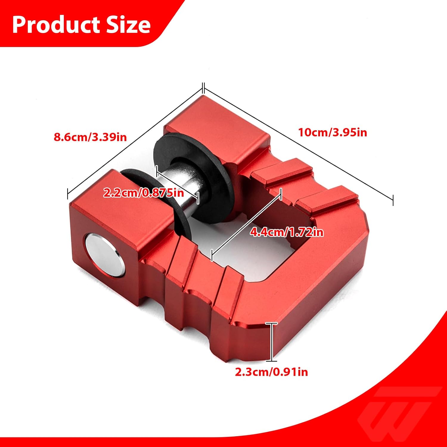 WeiSen 2 Pack 3/4" D Ring Shackle with 7/8 Pin Break Strength 68,000 lbs Compatible with ATV UTV SUV Off Road Towing & Vehicle Recovery (7075 Aluminum, Red) - Image 4