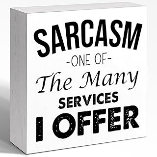 Office Humor Decor, Sarcasm - One Of The Many Services I Offer Wooden Block Sign 5x5x1 INCH, Workplace Plaque, Sarcastic Signs, Desk Decoration