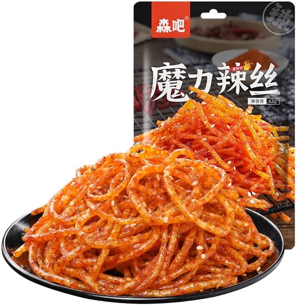 Spicy Strips Chinese Snack (62G/Bag) of Handmade Spicy Strips, La Tiao,Vegetarian Spicy Strip, Konjac Lataio Spicy Strips Latio,Casual Snacks Spicy Jindao Spicy Strips (Hot Filament,3 bag)