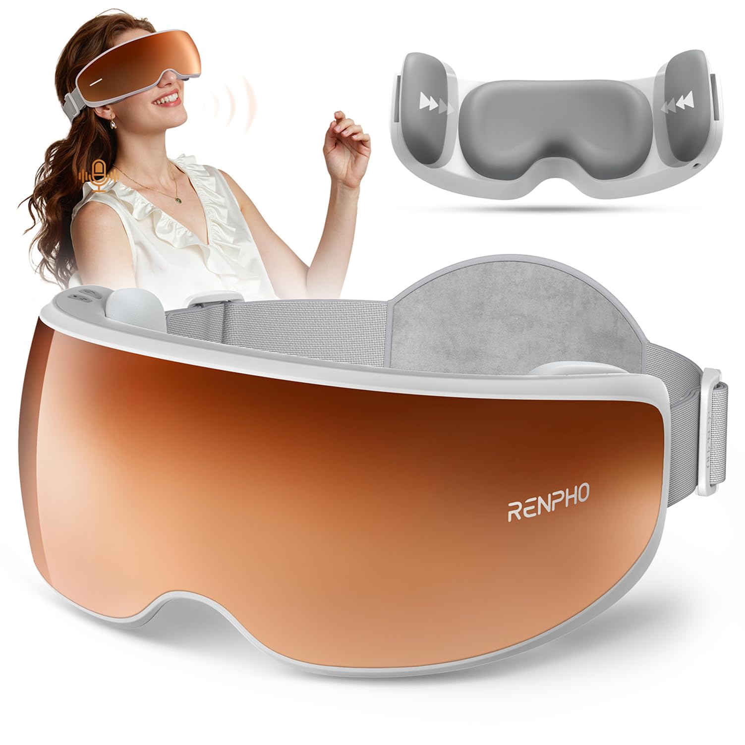 Photo 1 of RENPHO Temple Massager Eye Massager for Migraines, Birthday Gifts for Women Men Mom Her, FSA Eligible HSA Voice Control Smart, Head Circumferences 21.7in to 27.5in Eyeris Calina
