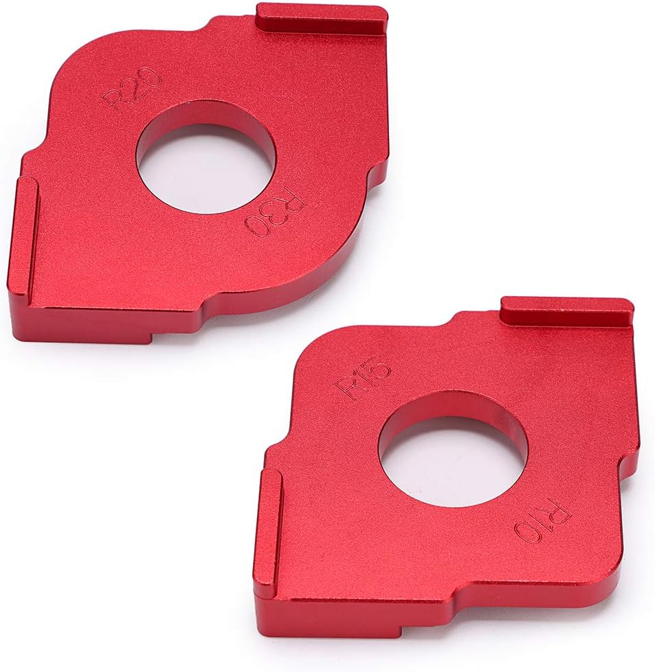 OwnMy Set of 2 Radius Jig Router Templates Corner Radius Routing Templates, Aluminium Alloy Routing Rounded Corners Router Bit Templates for Woodworking Routing, R10 R15 R20 R30 (Red) - - 
