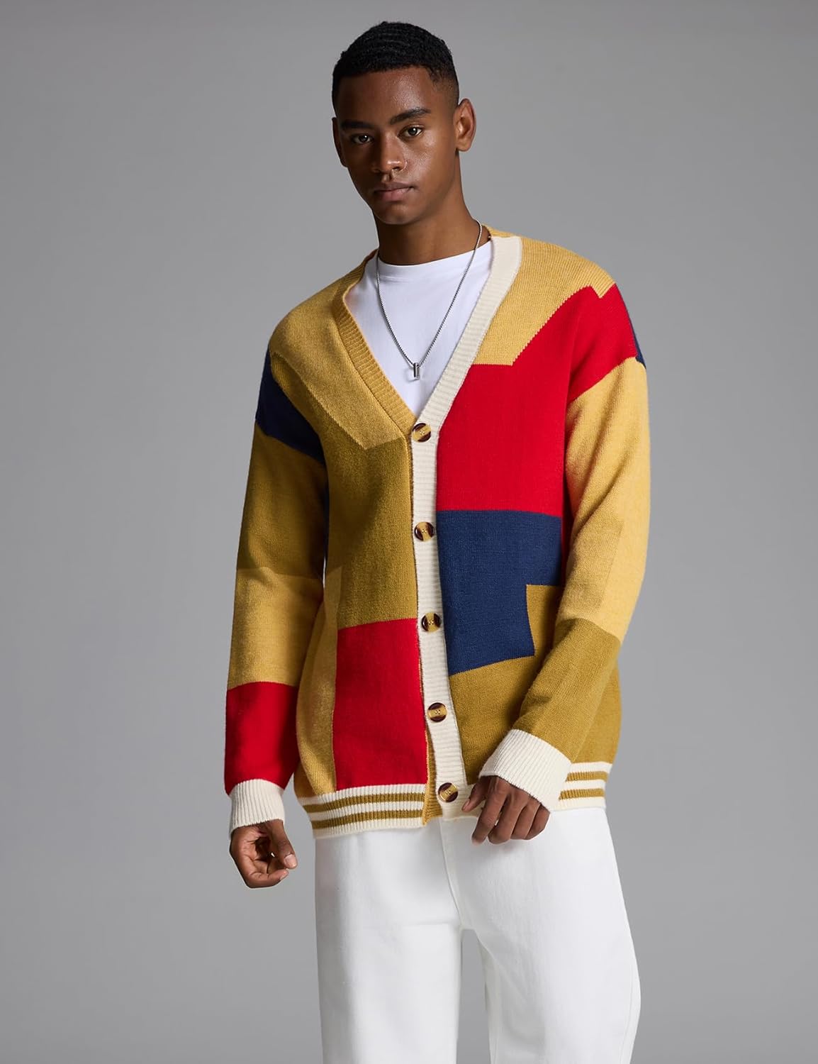 Arssm Mens Cardigan Sweater Knitted Long Sleeve V Neck Button Down Sweaters Casual Cardigans( - Image 3