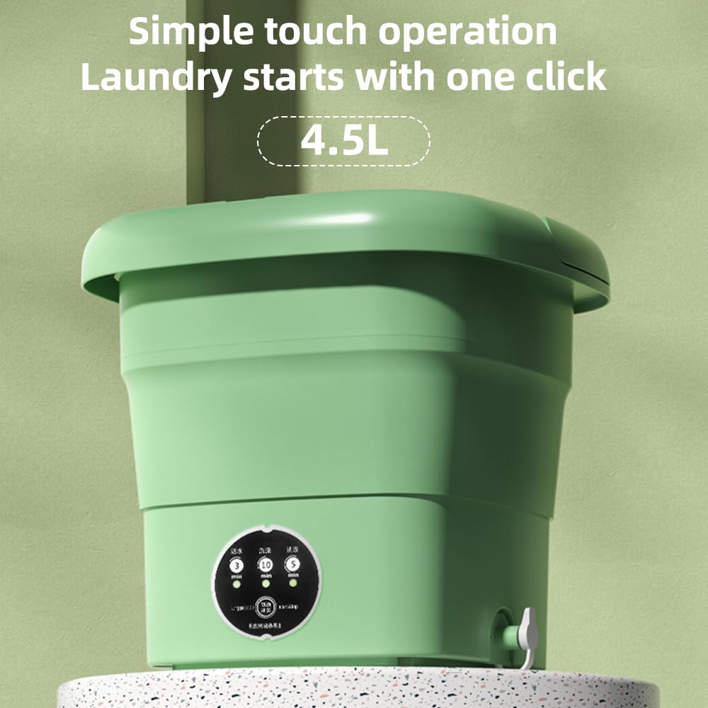 Produktbild von 120W Tragbare Mini Waschmaschine, Konischer Wasserfluss Zum Abbau Von Organischen Rückständen, 4 Leise Waschmodi, Erdschlussschutzschalter, Geeignet Für Reisen, Ausflüge(EU