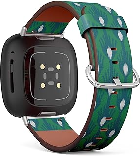 CJBROES Replacement Leather Watch Band, Compatible with Fitbit Versa 3 and Fitbit Sense of Wristband Bracelet Accessory - Ikat Cloth Curtain