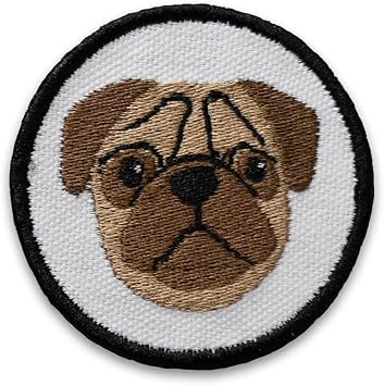K9 Sport Sack Hook and Loop Dog Patch for Dog Carrier Backpack Pug Face - White