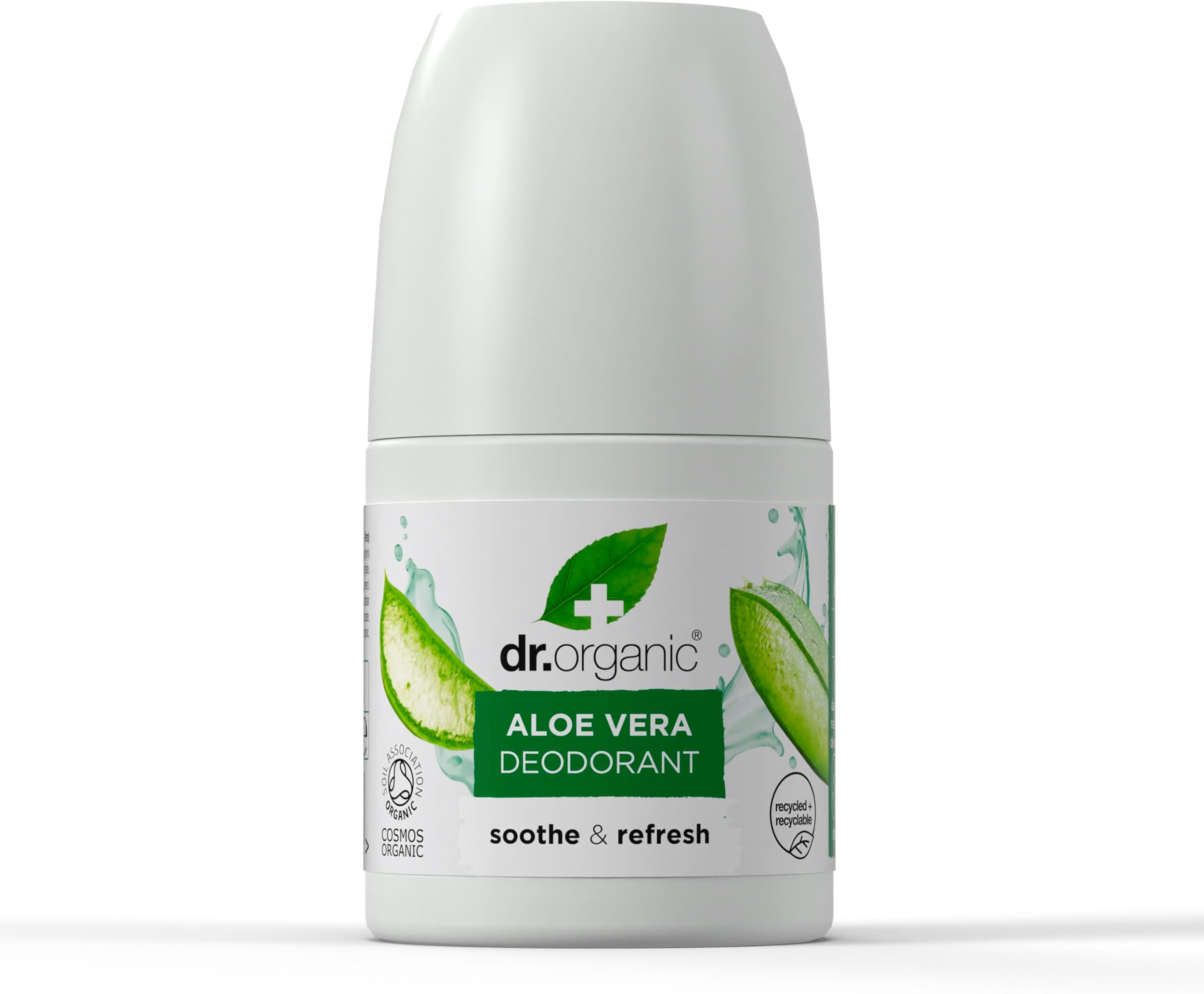 Dr Organic Aloe Vera Deodorant, Aluminium Free, Mens, Womens, Natural, Vegan, Cruelty-Free, Paraben & SLS-Free, Recycled & Recyclable, Organic, 50ml, Packaging may vary
