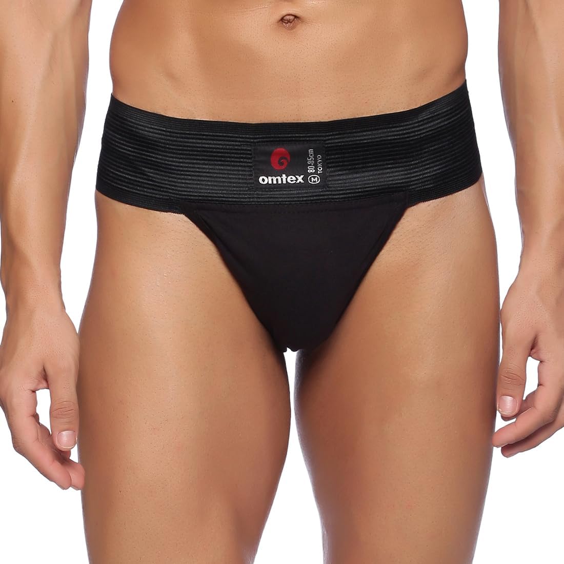 Omtex Men's Athletic Tokyo Stretchable Supporter Back Covered with Cup Pocket, Ideal for Workout and Sports Quick Dry Moisture Wicking Underwear Black - Medium