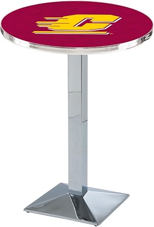 HBS L217-42" Chrome Central Michigan Pub Table by Holland Bar Stool Co.