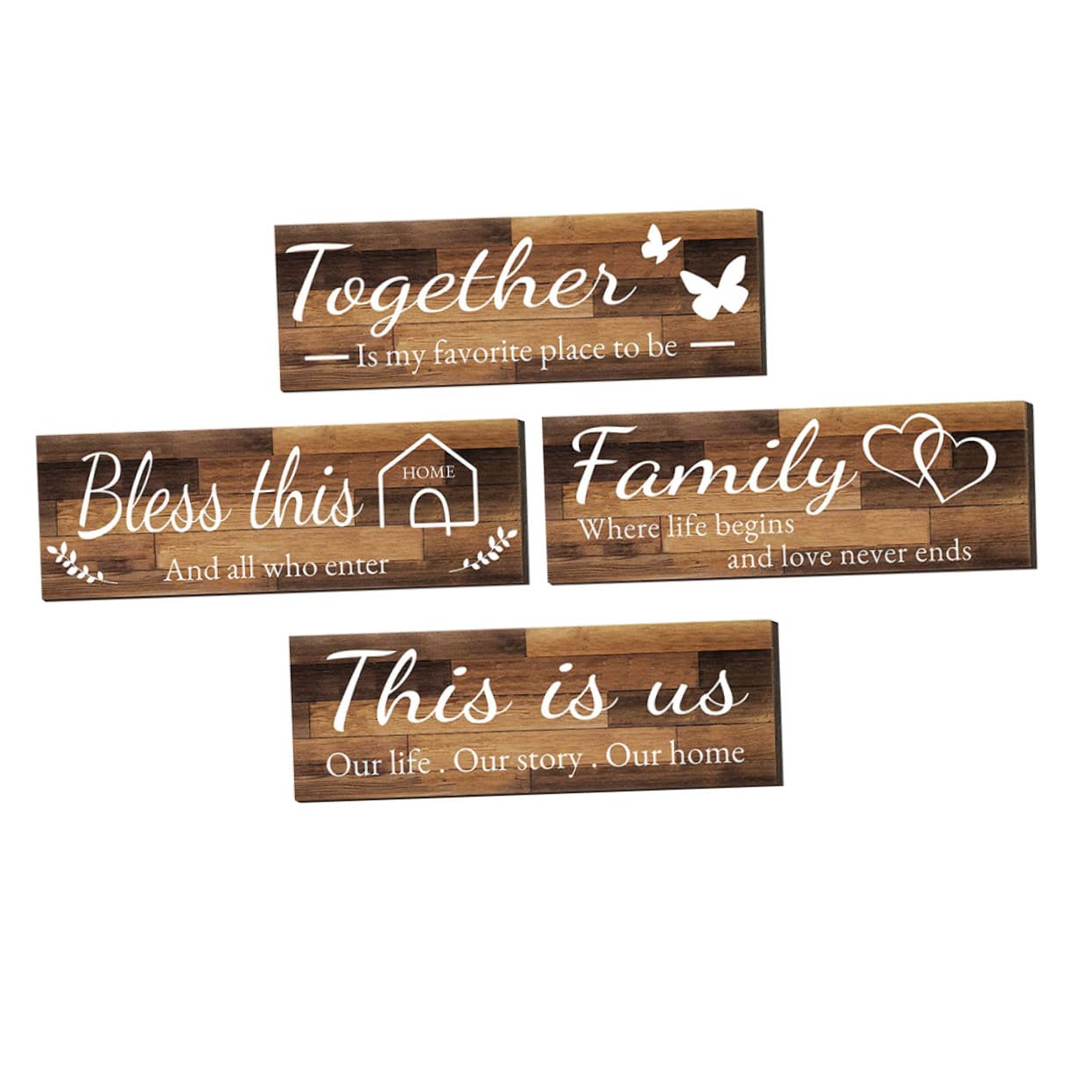 4 Piezas Letreros de Madera Inspiradores para Pared de Placas Motivacionales Resistentes con Frases Decoración Artística para Dormitorio Salón Aula y Gimnasio
