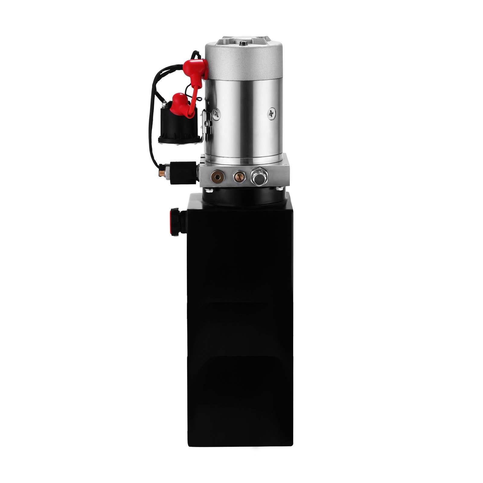 12V Bomba Hidráulica 1.6KW Bomba Hidráulica con Tanque de Combustible Metal Bomba Hidráulica de Acción Simple Hydraulic Pump para Elevación de Vagón Remolque Volquete (10L)