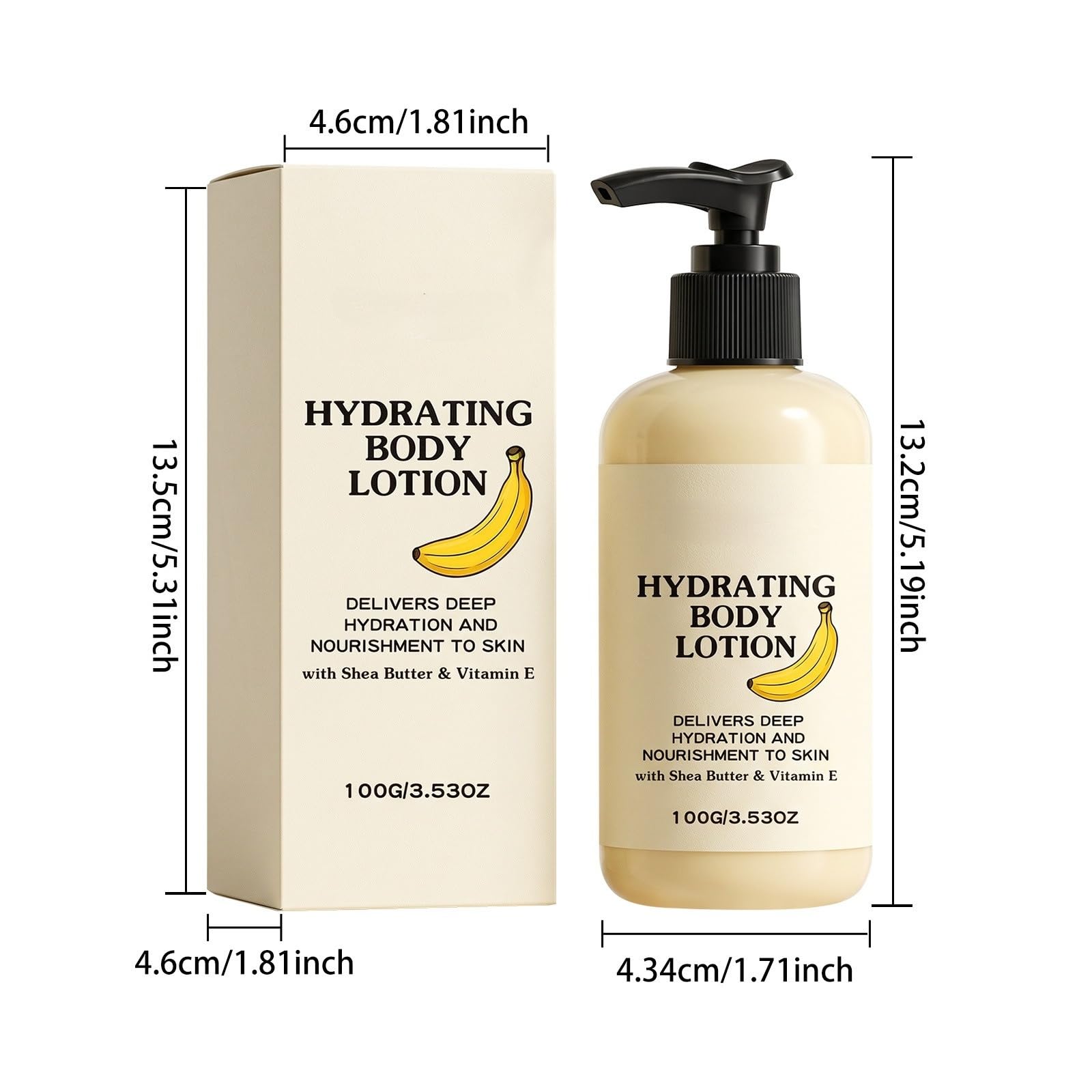 Loción Corporal Hidratante de Plátano, Nutrición Profunda con Manteca de Karité y Vitamina E, Crema Corporal para Piel Seca, Hidratación Duradera 100g