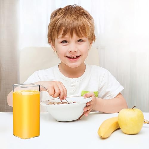 Miniatura 9 de DOITOOL 2 vasos cuadrados de vidrio, 13.5 onzas, aptos para microondas, vasos altos transparentes, vasos de agua para leche, jugo, cerveza, cócteles