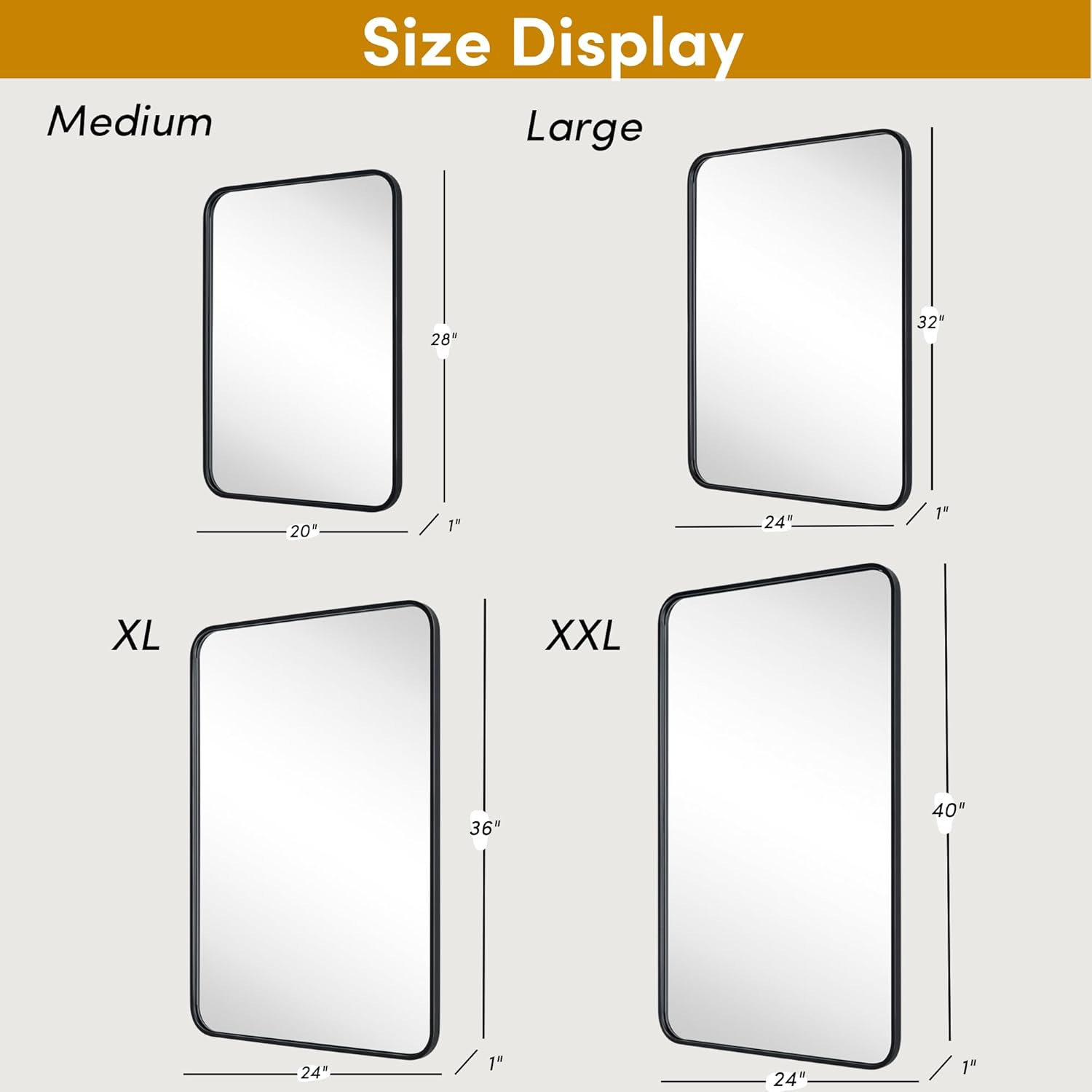 GRACTO 24x32'' Brushed Nickel Mirrors for Bathroom, Silver Bathroom Vanity Mirror, Rounded Rectangle Mirror, Stainless Steel Anti-Rust Tube Metal Frame Wall Mounted Mirror, Vertically/Horizontal