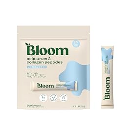 Bloom Nutrition Bovine Colostrum Powder Packet, Gut Health, Immune Support, Hair Growth & Beauty Supplement, Gluten Free, Sugar Free | Unflavored, 15 Servings