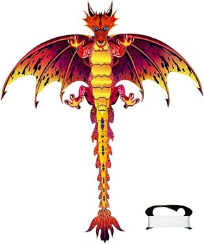 HEXEH Kite Dragon Easy to Fly Multicolor Easy to Fly Engraving Pterosaurs Kite Color Dragon Red