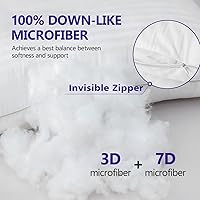 Vista 2 de HOMELAB Paquete de 2 almohadas King para dormir, funda de algodón 100% transpirable, relleno alternativo de plumón de felpa suave, soporte de cuello