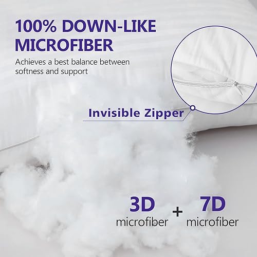 Miniatura 2 de HOMELAB Paquete de 2 almohadas King para dormir, funda de algodón 100% transpirable, relleno alternativo de plumón de felpa suave, soporte de cuello