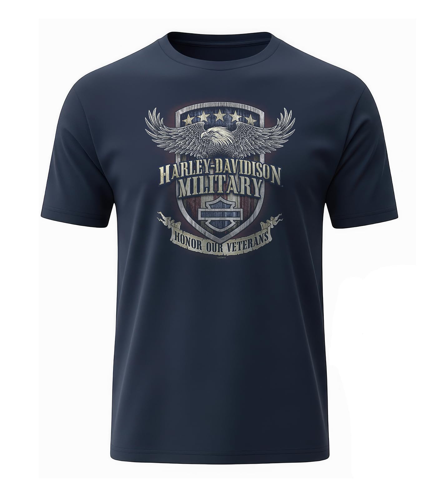 Harley-Davidson Military, Custom Veterans Support, Men’s T-Shirt Honor Our Vets, Blue, XL