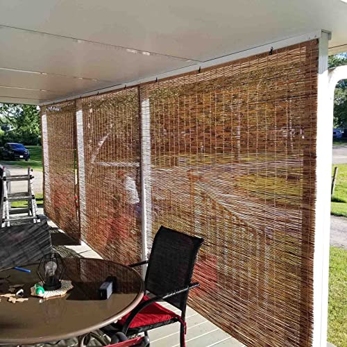Sunshade Bamboo Reed Curtain Cordless Reed Blinds For Outdoor Patio Retro Bamboo Roll Up Shade Privacy Screen With Natural Faint Fragrance Easy To Hang Custom Size Three Colors To Choose From (Color #TOP3