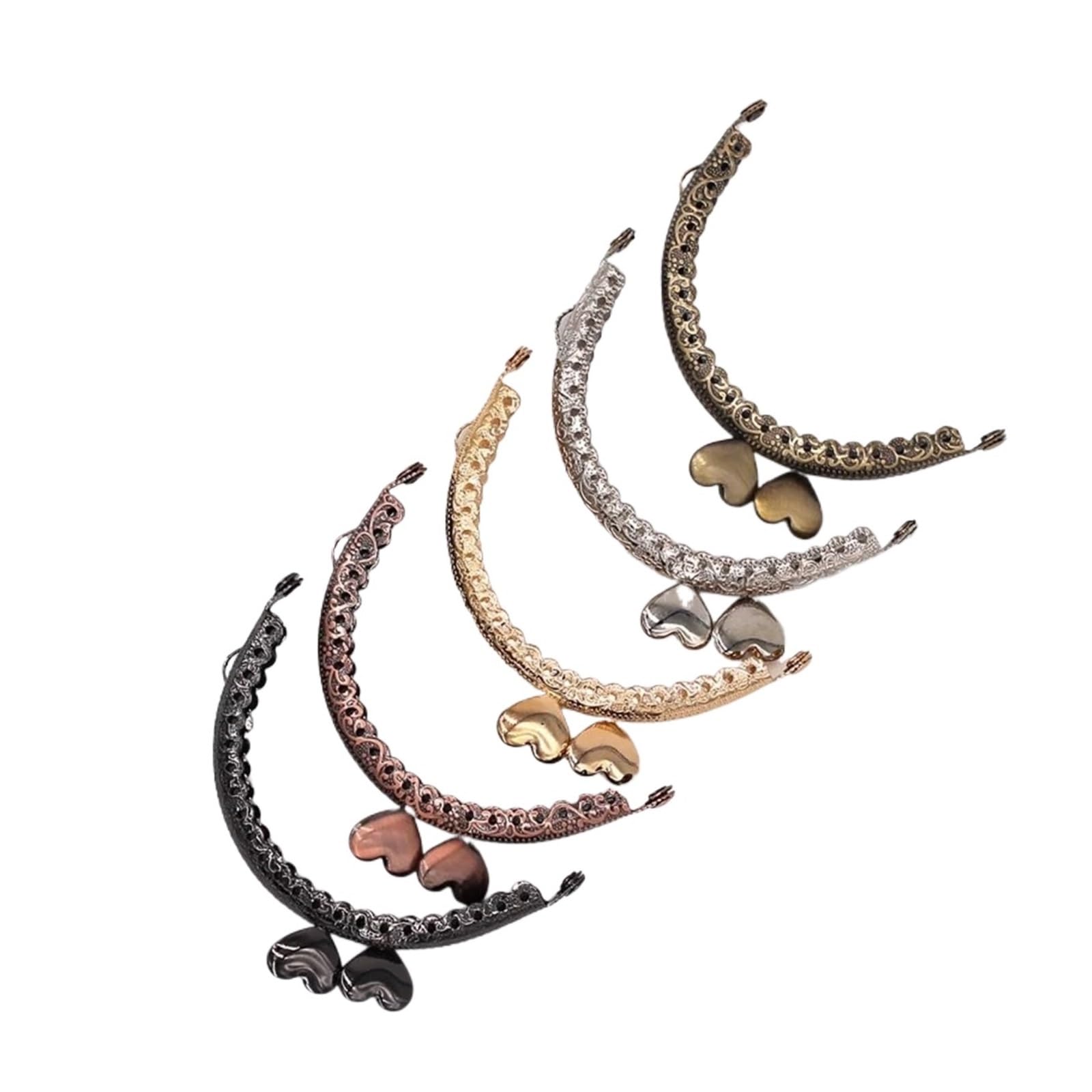 PVUVTNAHW 10PCS 8.5CM Heart Metal Purse Frame Semi-Circle Antique Bronze Silver Golden Black Coin Bag Frames(Mix color)
