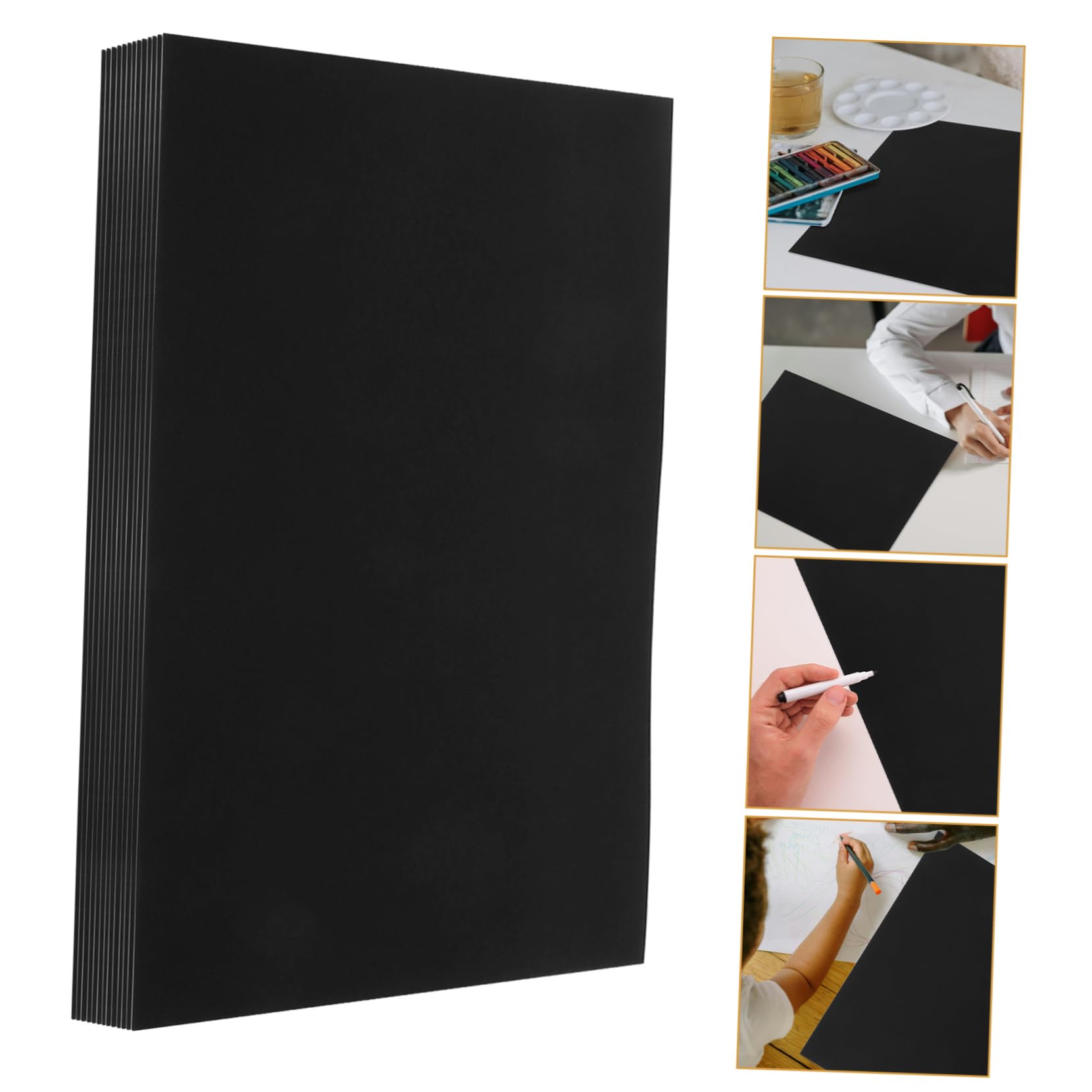 OSALADI 50feuilles Papier Cartonné Noir Papier à Dessin Vierge Matériel de Bricolage et Loisirs Créatifs