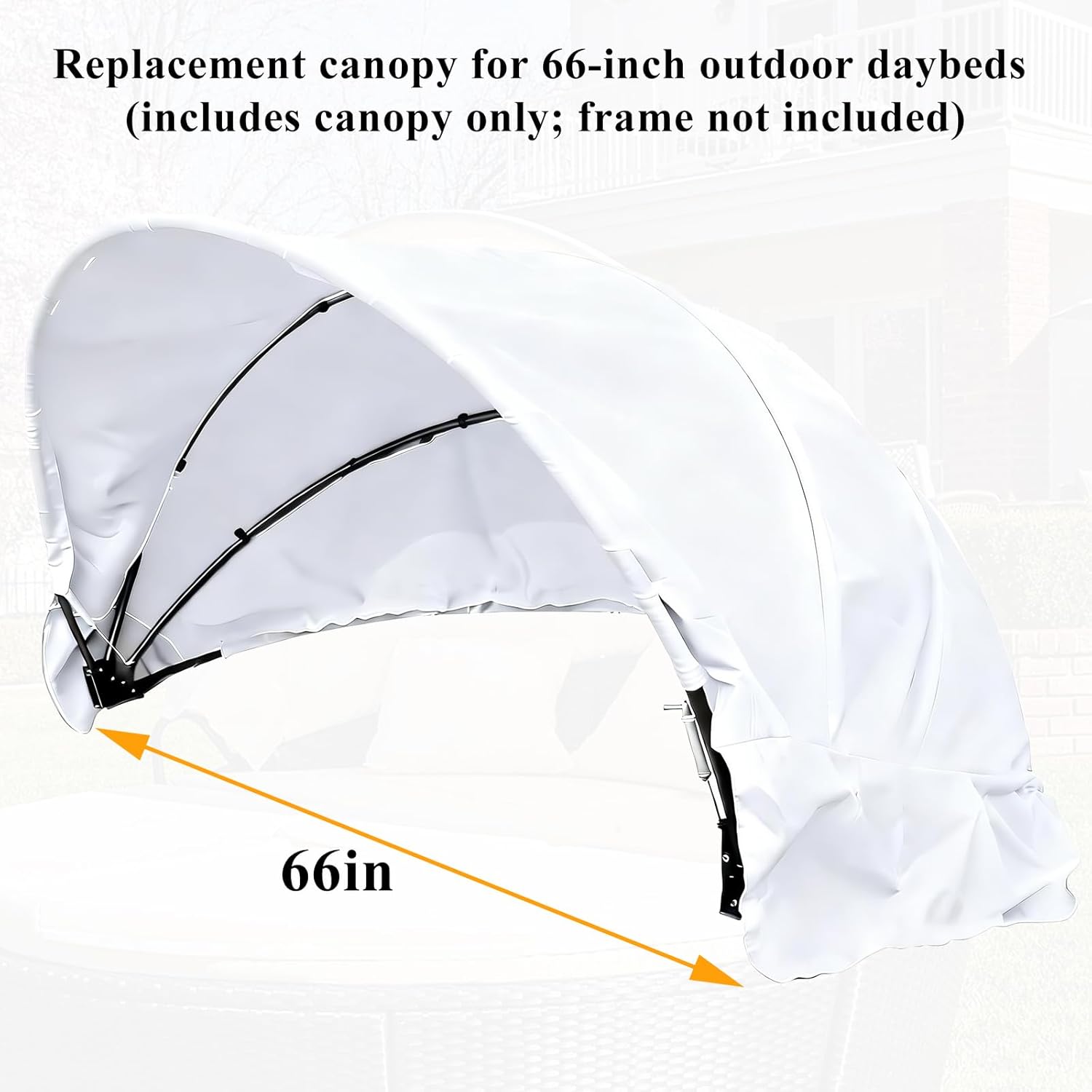 Outdoor Daybed Canopy Replacement,Patio Round Rattan Wicker Sunbed Canopies,66'' Round Retractable Daybed Top Cover,Waterproof UV & Fade Resistant(Only Canopy) (White, 66in)