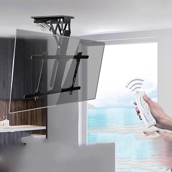 TV Mount Bracket Hidden Drop Down TV Lift - Electric TV Ceiling Mount, Fits 32-70 Inch Telescopic Electric with Auto Lifting, 0-85 Flip Down
