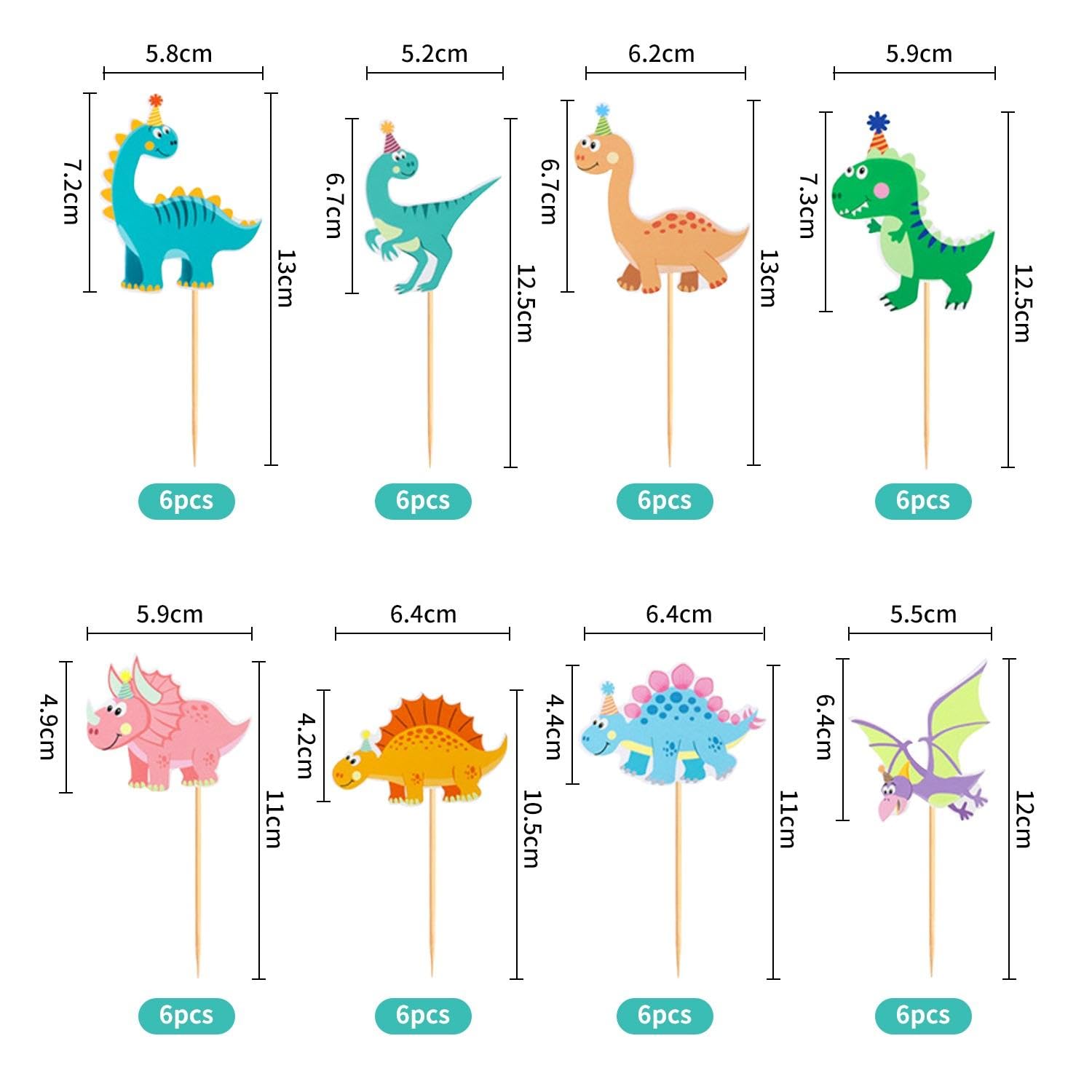 FFDHWU 48 Pieces Of Dinosaur Cake Inserts, Creative Cartoon Cake Inserts, Cute Cake Inserts, Interesting Cake Decorations, Cake Accessories - Image 2