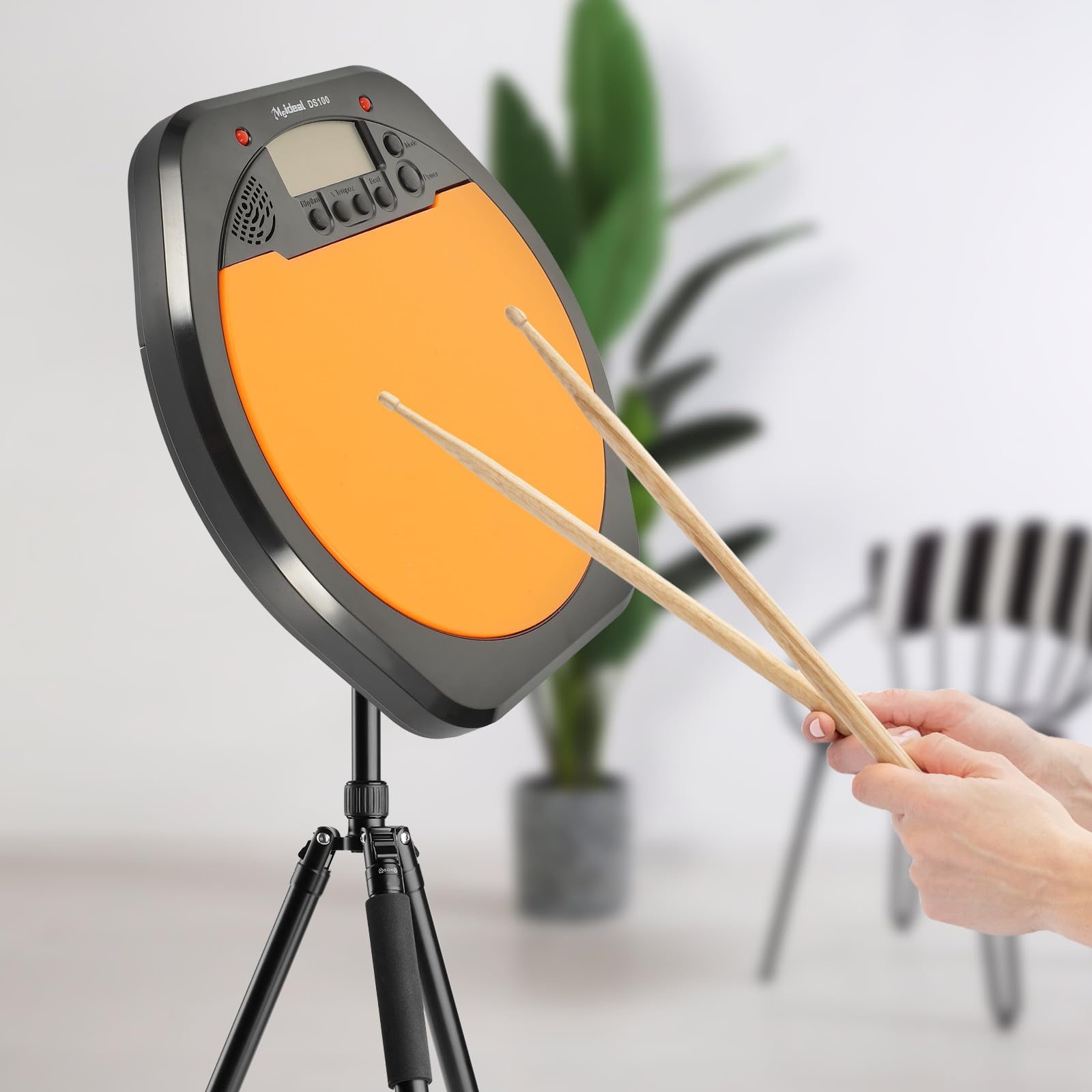 Metrónomo de Batería Digital Pantalla Lcd y Medición Tap Tempo, Pad de Batería Electrónica de Abs y Silicona para Principiantes