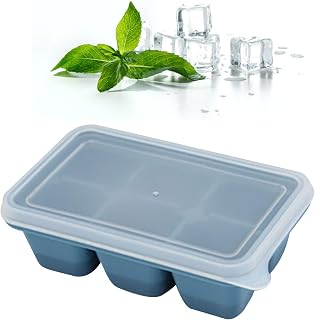 Leak Proof Silicone Ice Cube Trays with Lid, Easy Release Bottom, Safe and Durable for Home and Party Use (Blue)