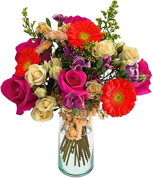 Always Yours with Vase | Pink, Red Arrangement by Arabella Bouquets | Real Fresh Flowers for Delivery, Gift for Birthday, Congratulations, Anniversary, Thank You, Mothers Day