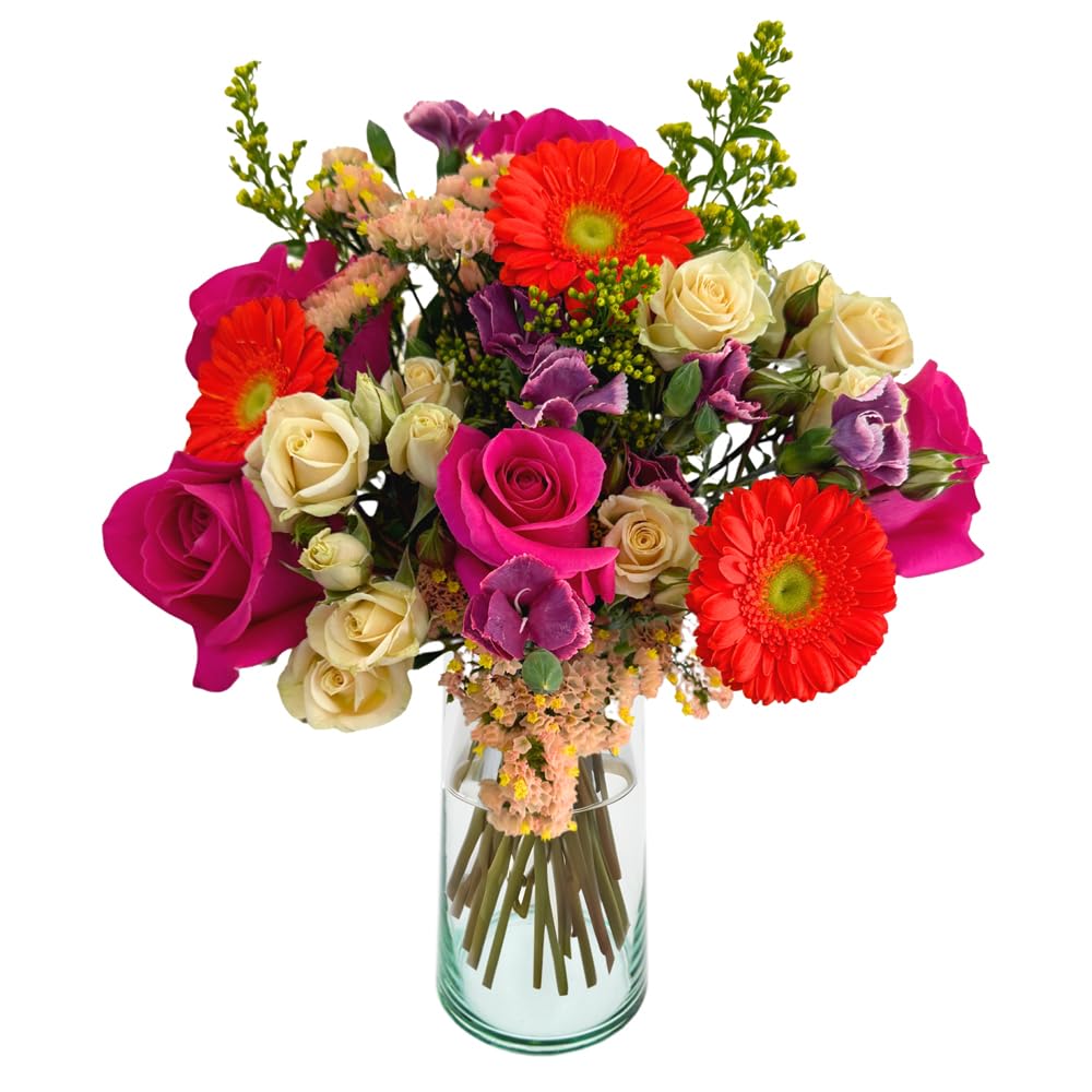 Always Yours with Vase | Pink, Red Arrangement by Arabella Bouquets | Real Fresh Flowers for Delivery, Gift for Birthday, Congratulations, Anniversary, Thank Yo
