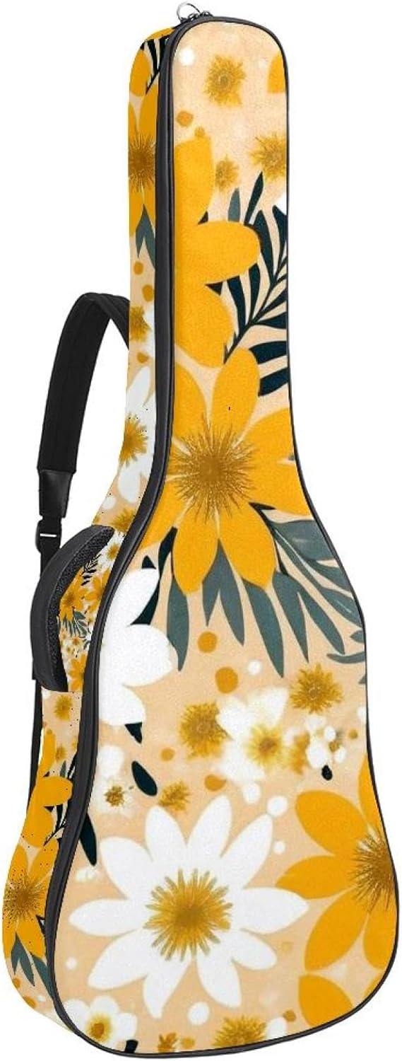 Colorful Sunflowers Guitar Bag 40 41 42 In 2 Pockets Guitar Case Waterproof Guitar Case Resistent Oxford Cloth 0.4 In Extra Thick Sponge Padded for Acoustic Guitar