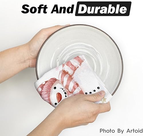 Miniatura 5 de Artoid Mode Juego de 2 toallas de cocina de invierno con diseño de copos de nieve de árbol de Navidad, 18 x 26 pulgadas, decoración navideña de